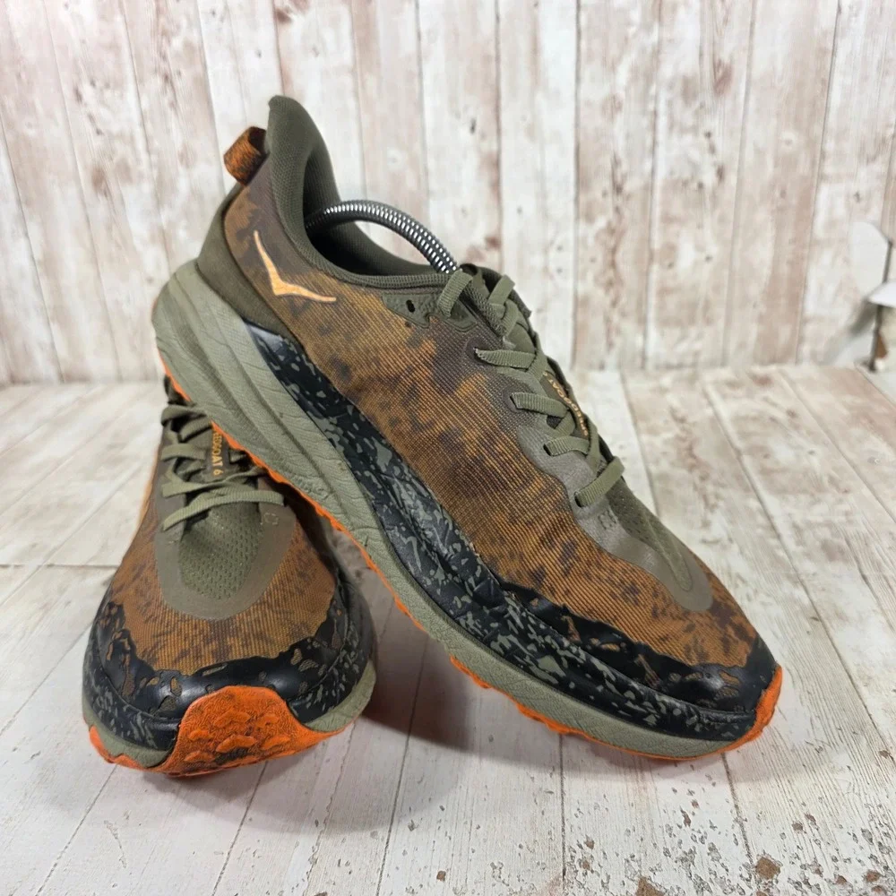 Hoka Speedgoat 6 Mens 11.5 Trail Running Shoes Army Olive Leopard 1147791-AOL